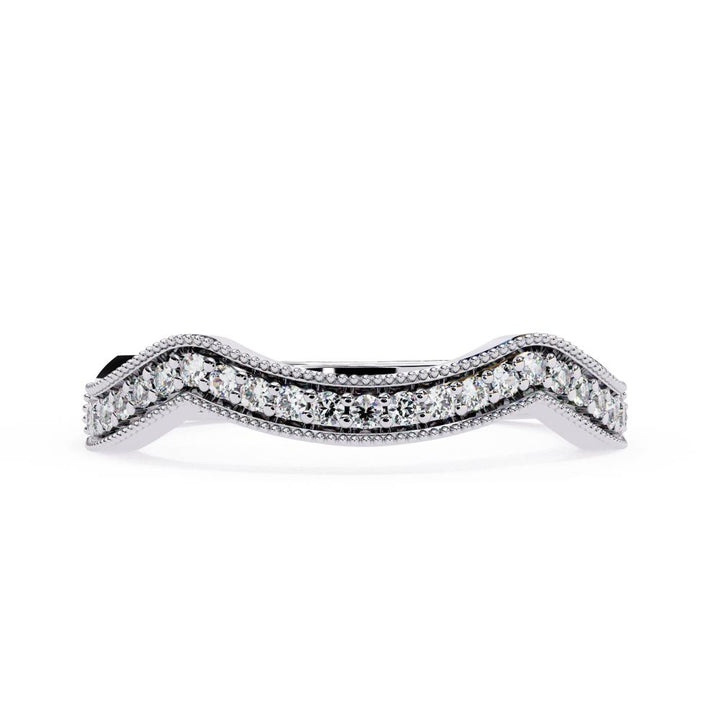 Spiral Milgrain Half Eternity Wedding Band