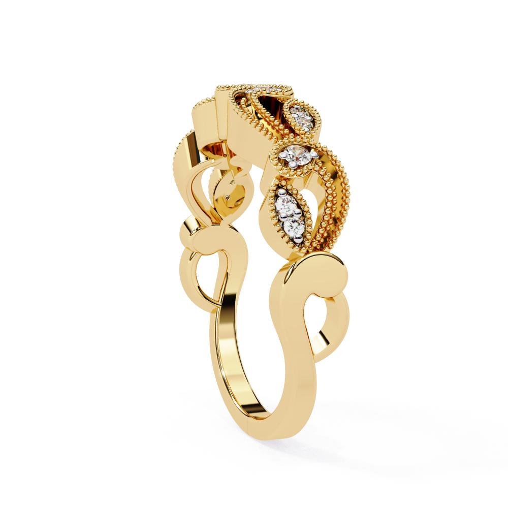 Vintage Style Half Milgrain Wedding Band