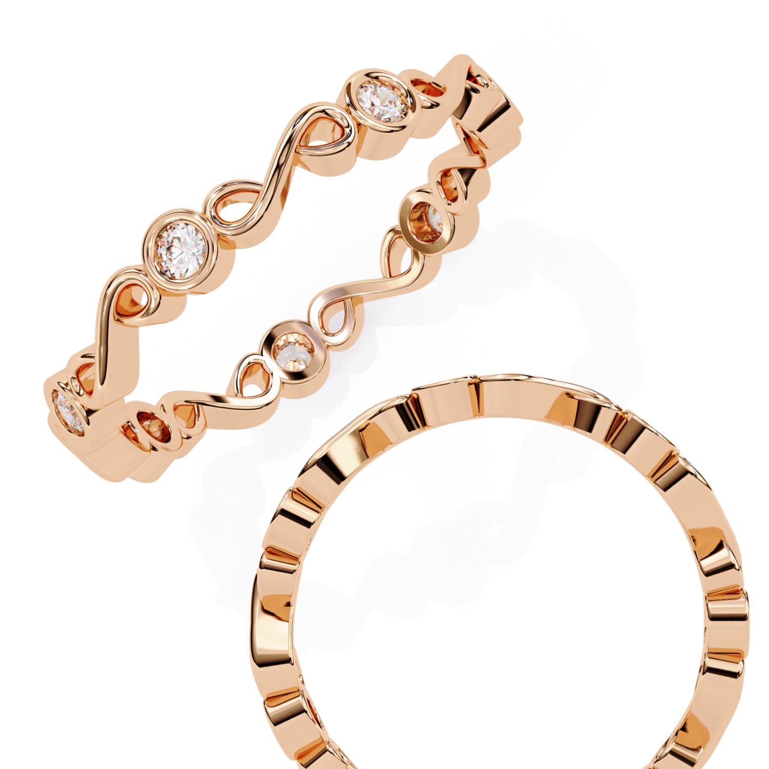 Round Bezel Set With Infinity Style Wedding Band