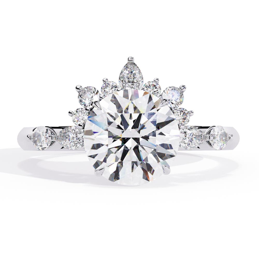 Round bottom Cluster Engagement Ring