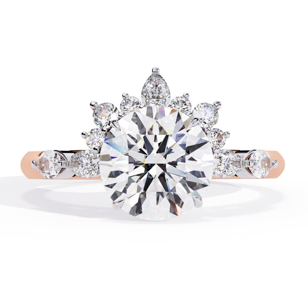 Round bottom Cluster Engagement Ring