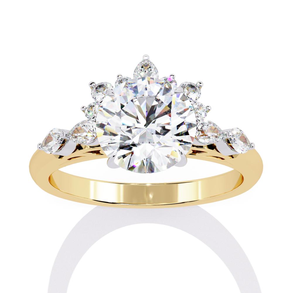 Round bottom Cluster Engagement Ring