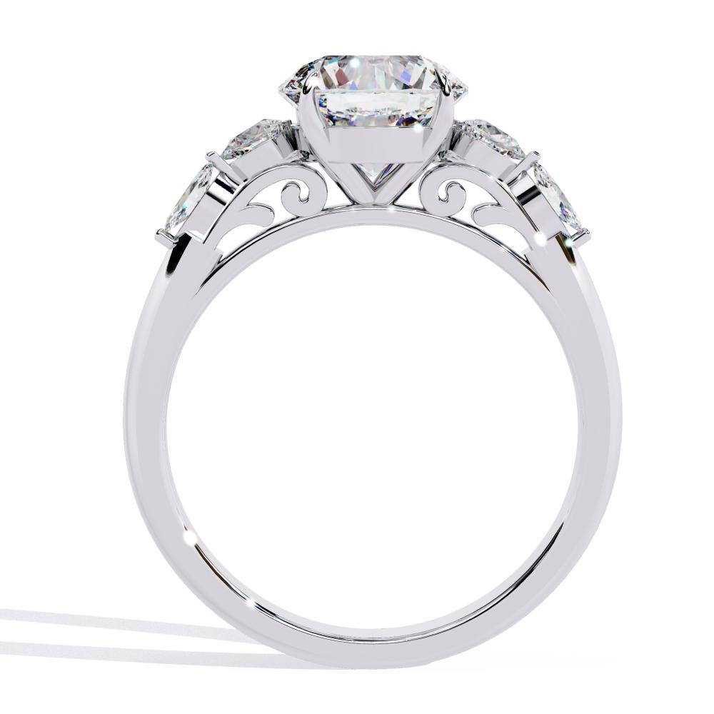 Round bottom Cluster Engagement Ring