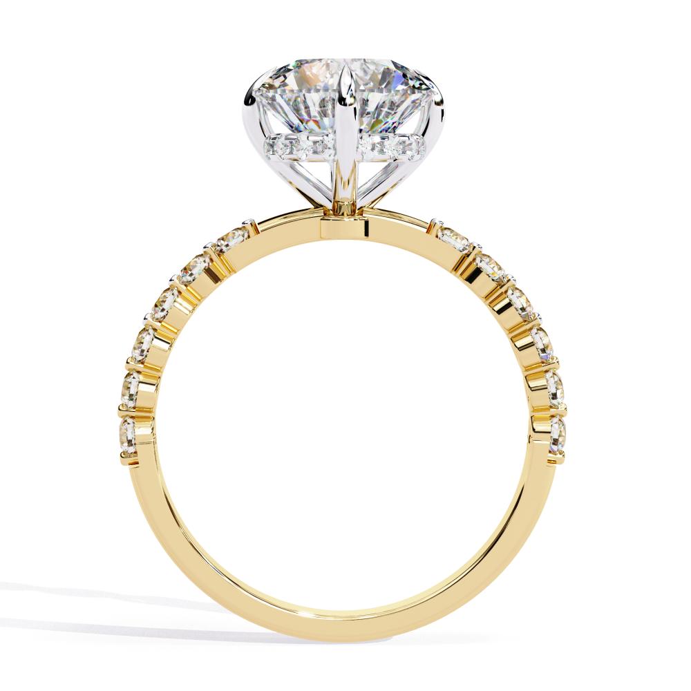 Round Hidden Halo with Shared Prong Engagement Ring