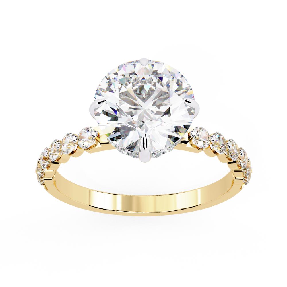 Round Hidden Halo with Shared Prong Engagement Ring