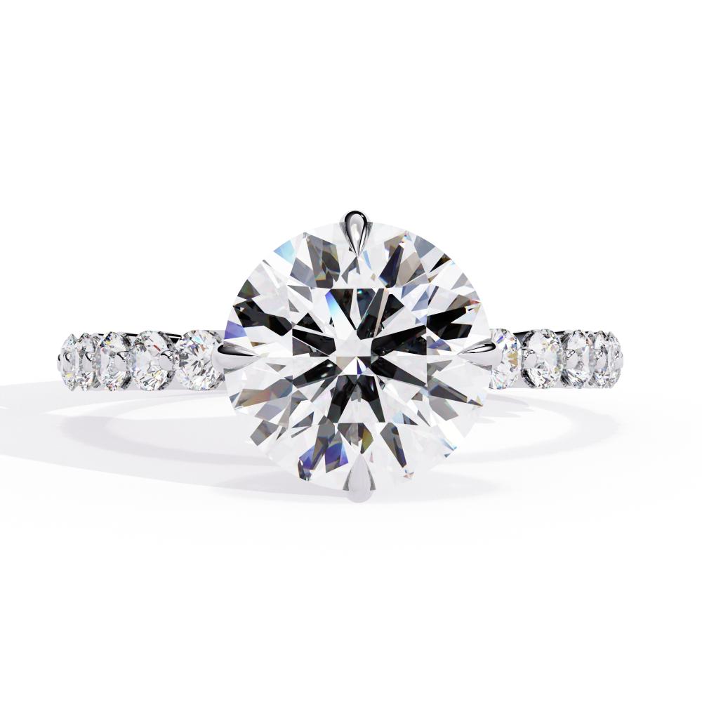 Round Hidden Halo with Shared Prong Engagement Ring