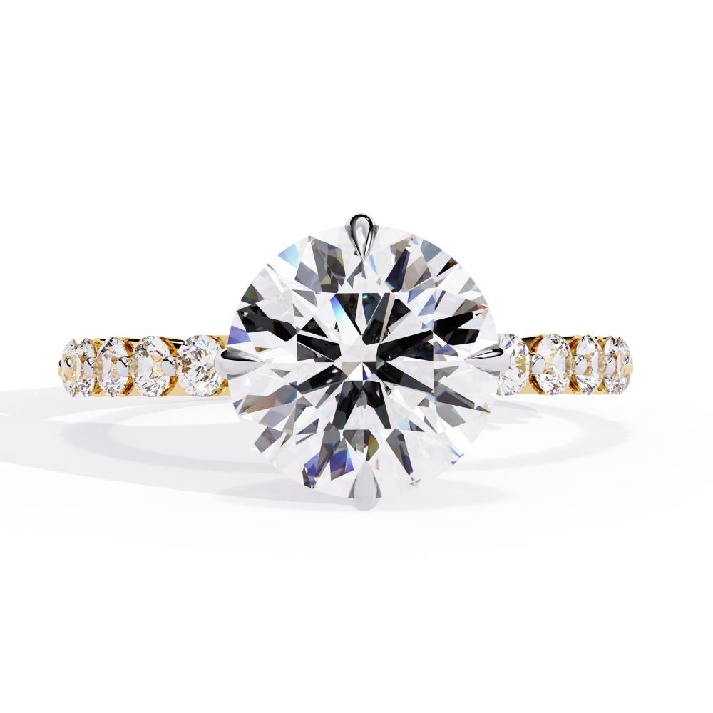 Round Hidden Halo with Shared Prong Engagement Ring