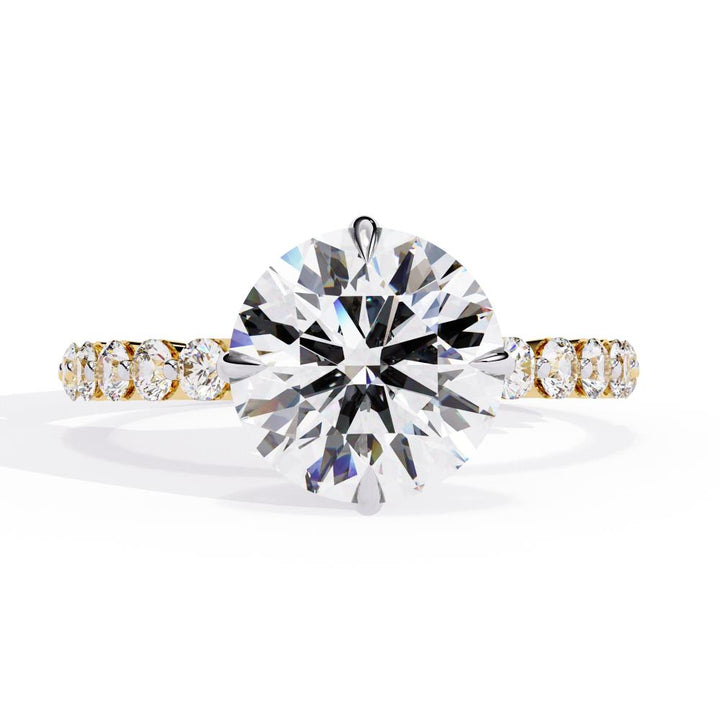 Round Hidden Halo with Shared Prong Engagement Ring