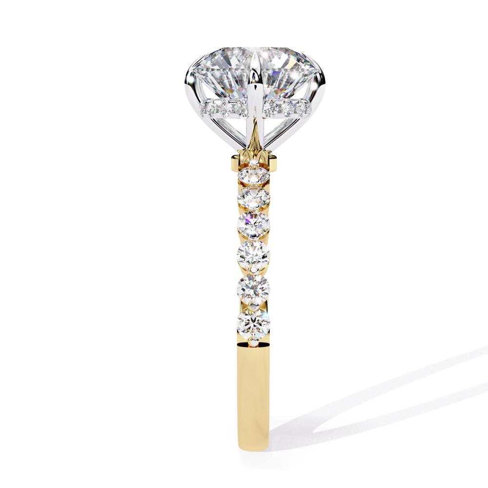 Round Hidden Halo with Shared Prong Engagement Ring