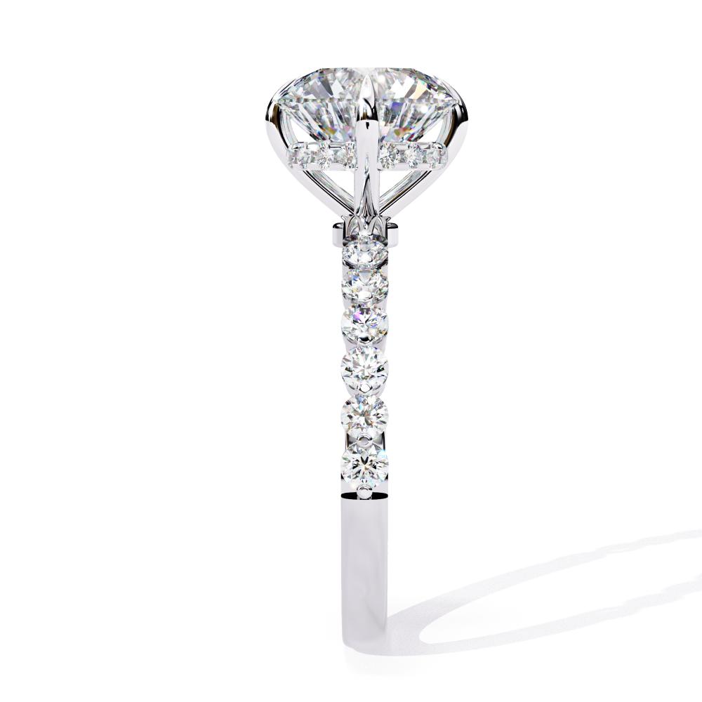 Round Hidden Halo with Shared Prong Engagement Ring