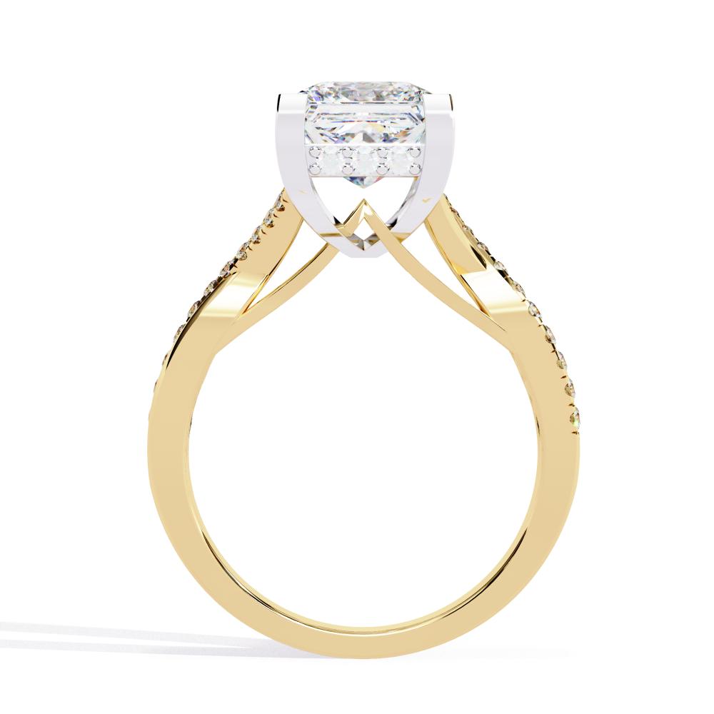 Princess Hidden Halo with Twisted band Engagement Ring