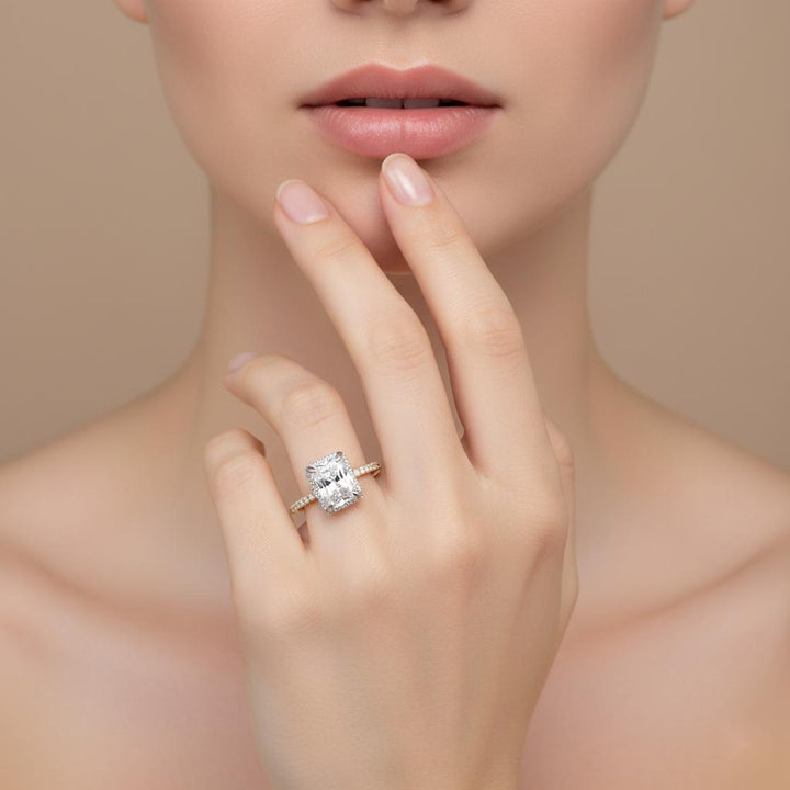 Radiant Modern Halo Engagement Ring