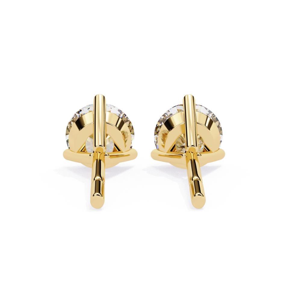Round Three Claw Prong Stud Earrings