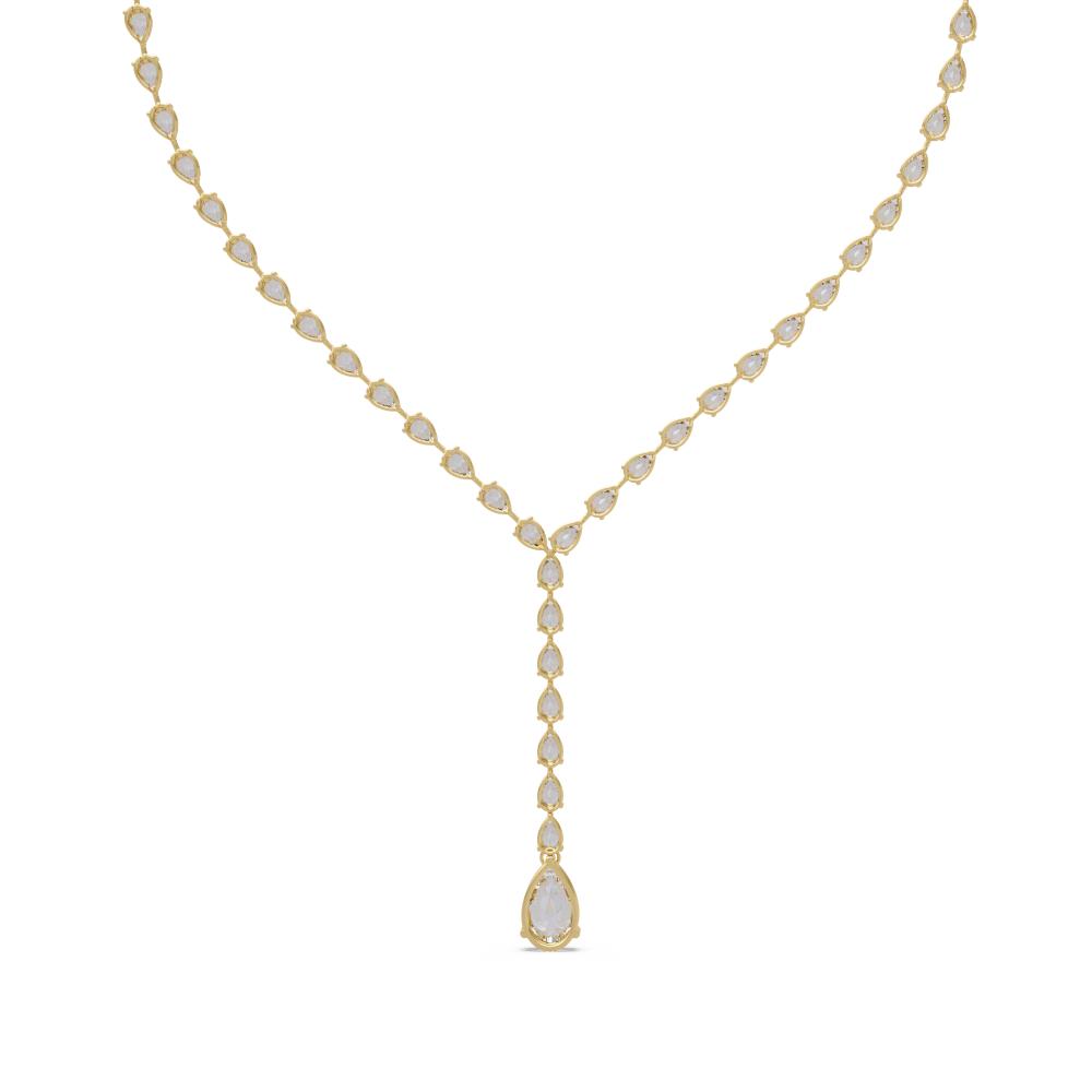 Pear Dangling Tennis Moissanite Diamond Necklace