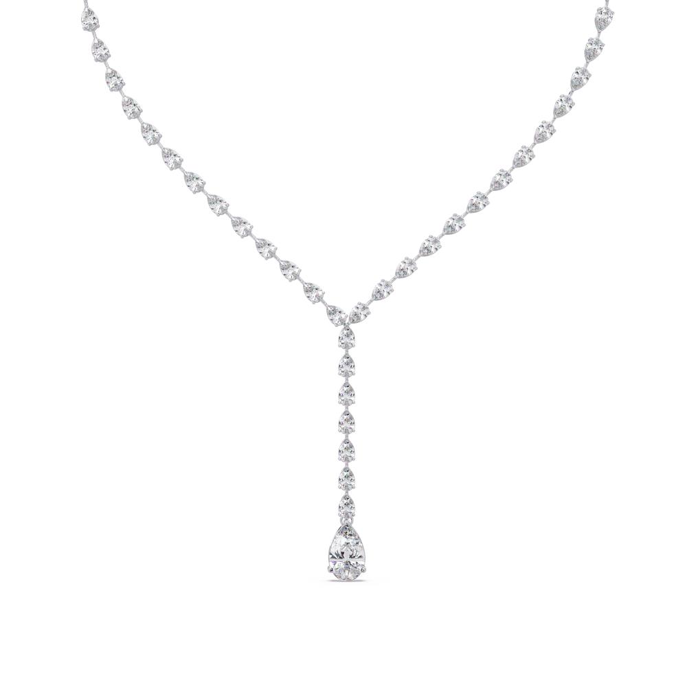 Pear Dangling Tennis Moissanite Diamond Necklace