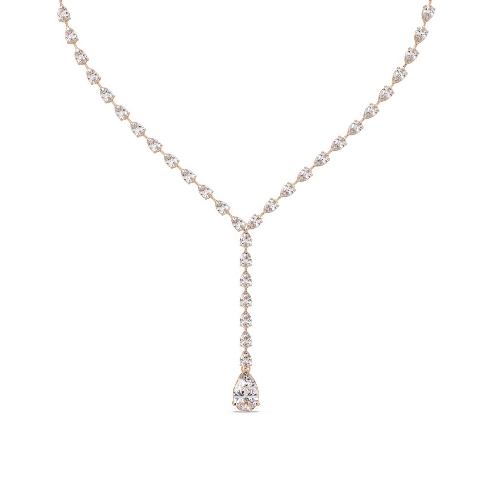 Pear Dangling Tennis Moissanite Diamond Necklace