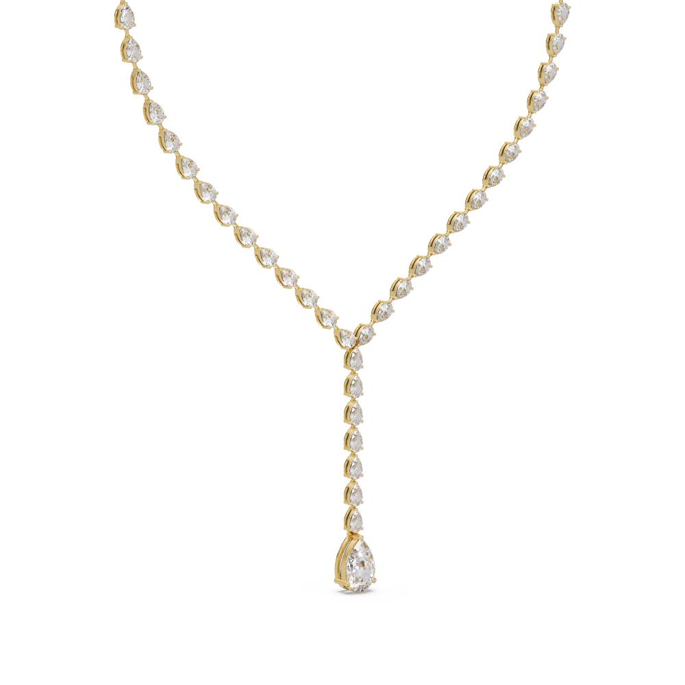 Pear Dangling Tennis Moissanite Diamond Necklace