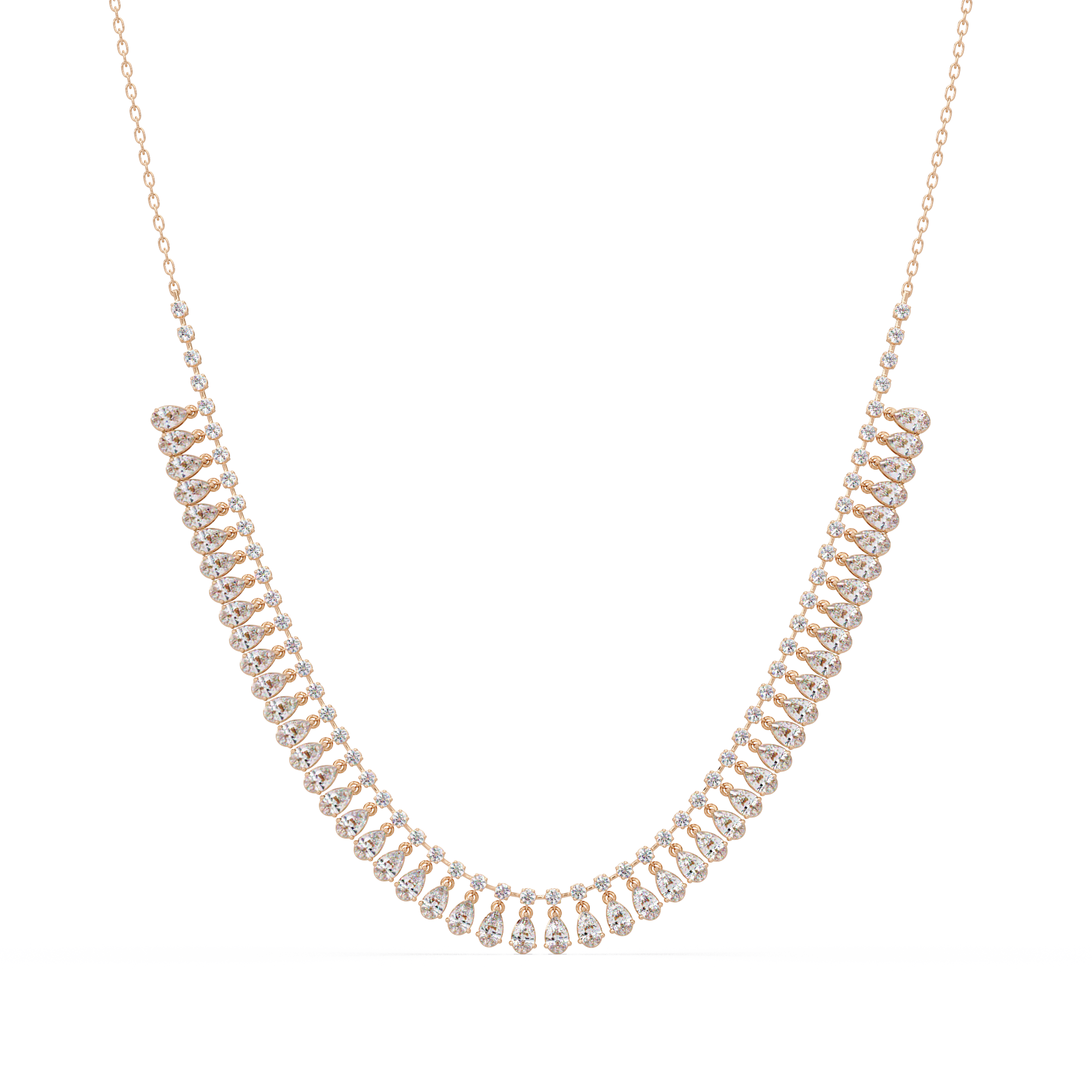 Pear and Round Diamond Necklace