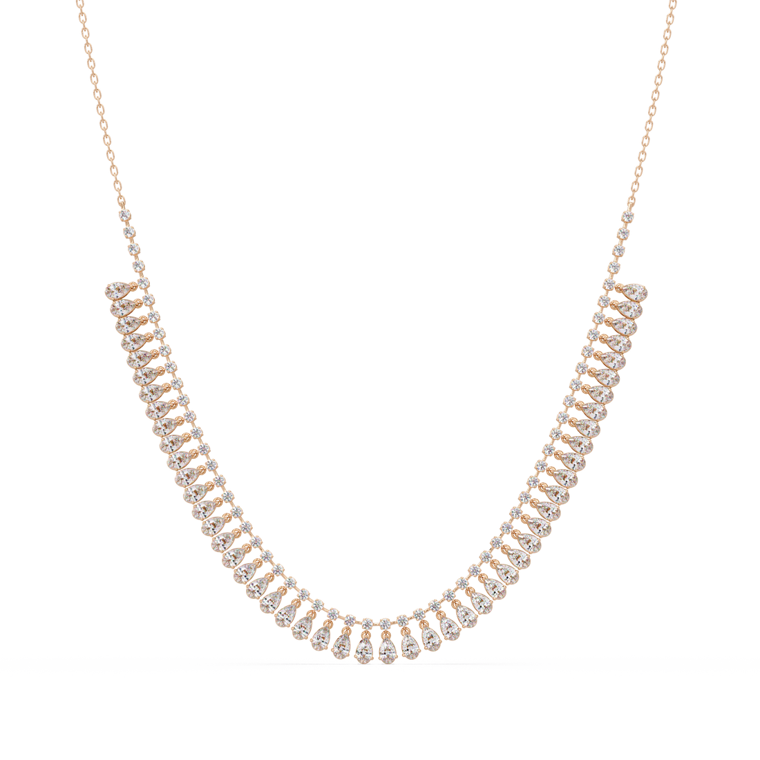 Pear and Round Diamond Necklace