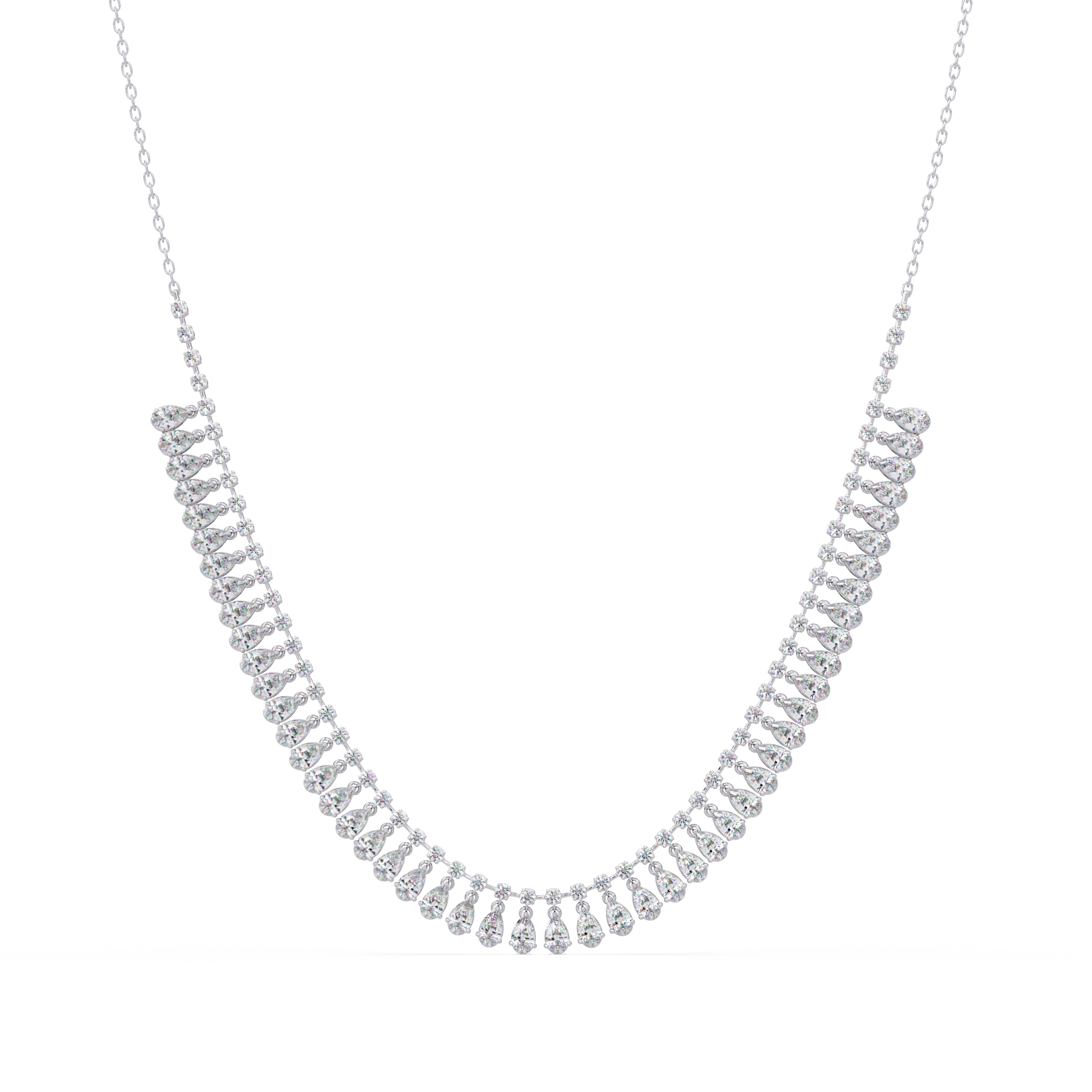 Pear and Round Diamond Necklace