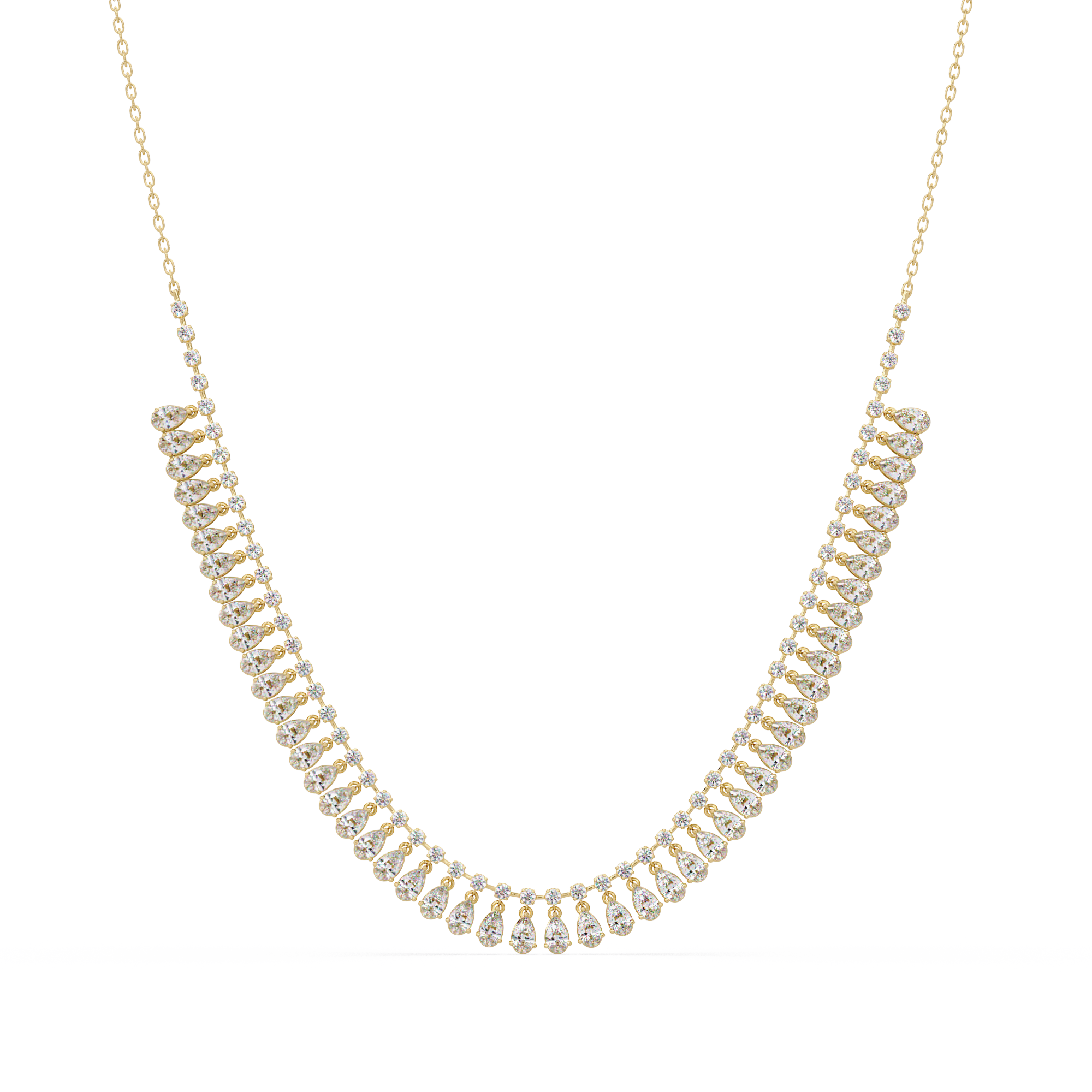 Pear and Round Diamond Necklace