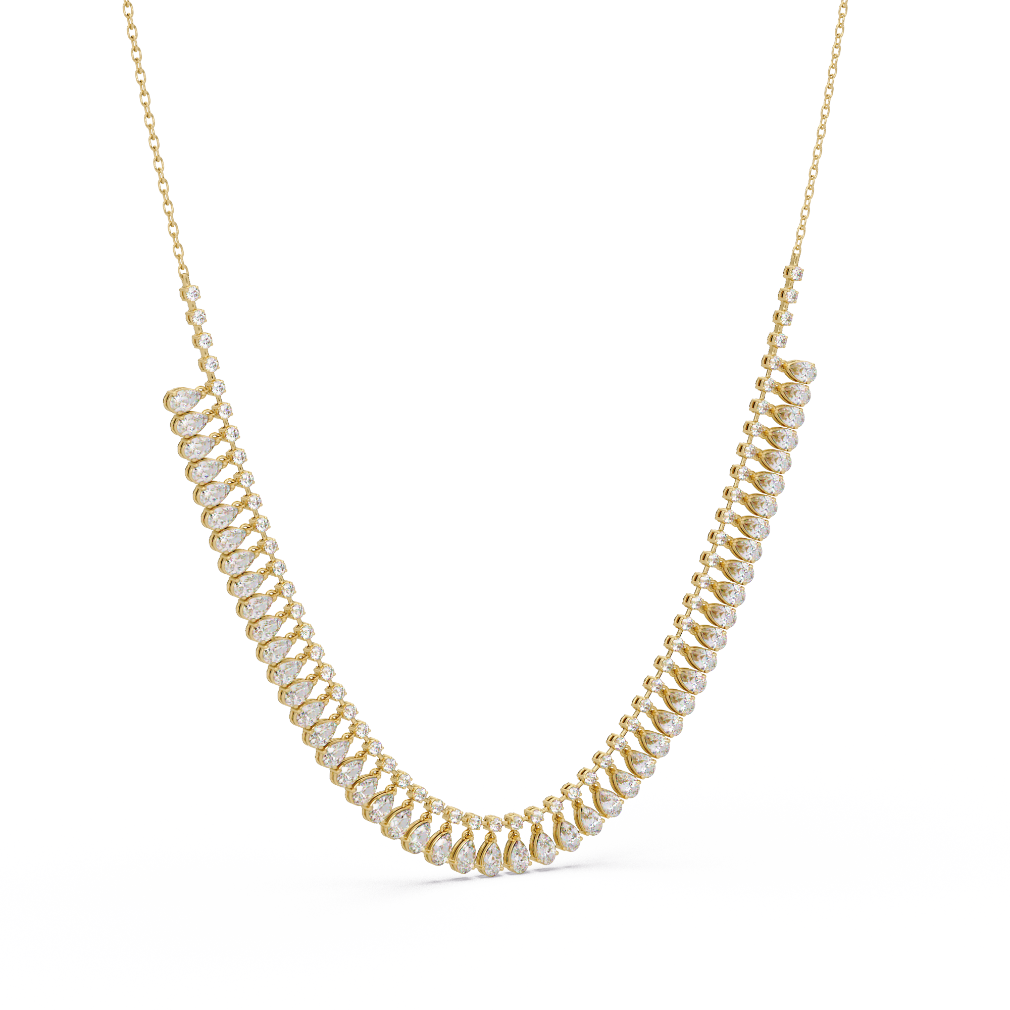 Pear and Round Diamond Necklace
