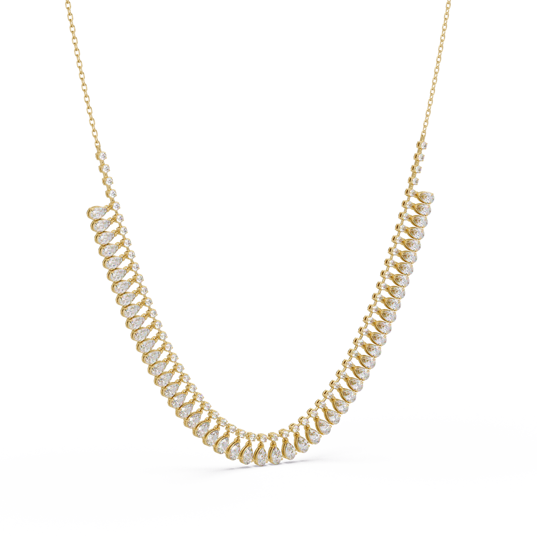 Pear and Round Diamond Necklace