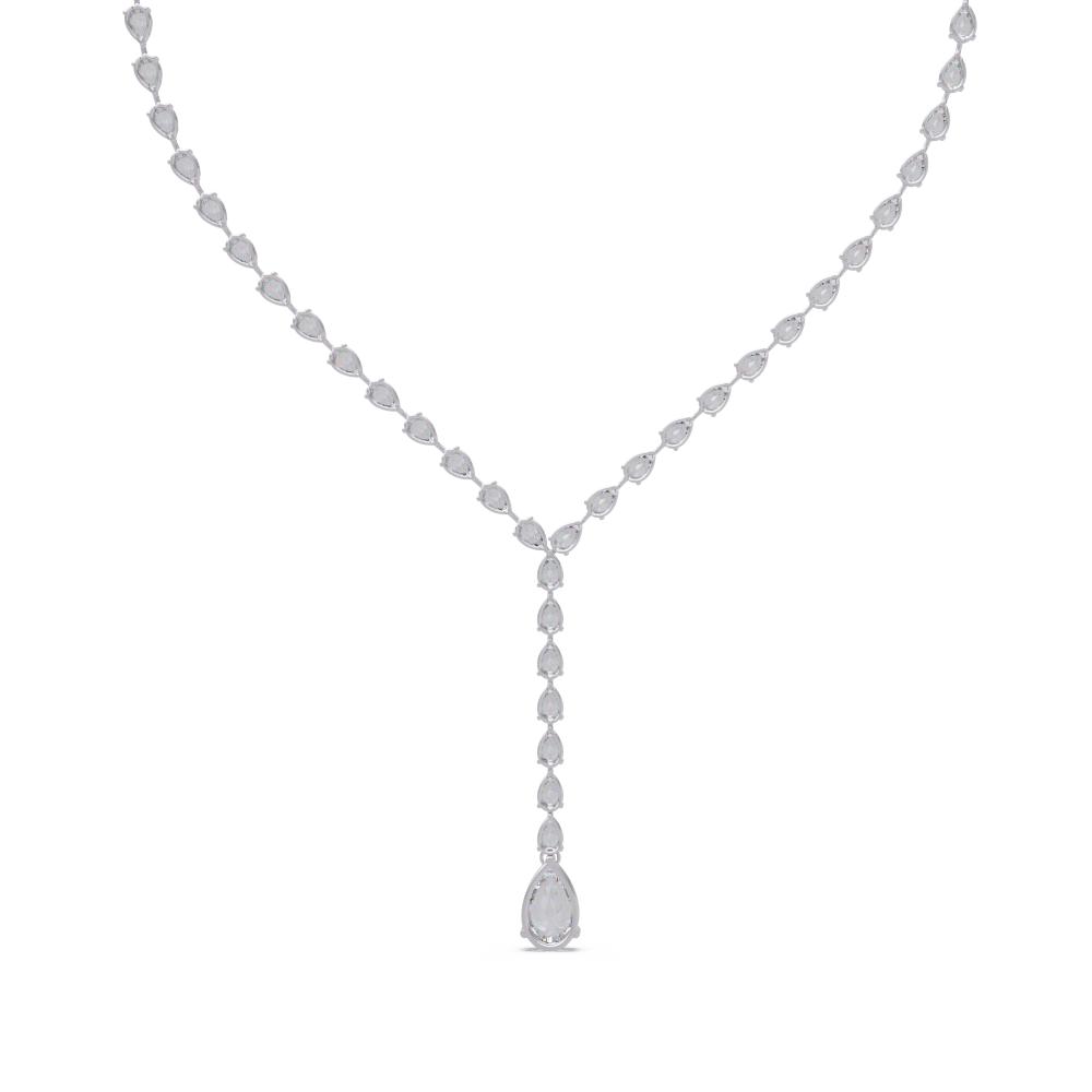 Pear Dangling Tennis Moissanite Diamond Necklace