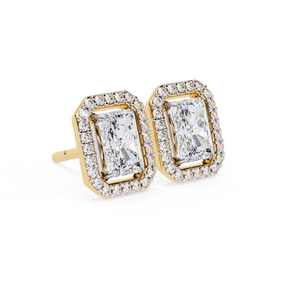 Radiant Halo Style Stud Earrings