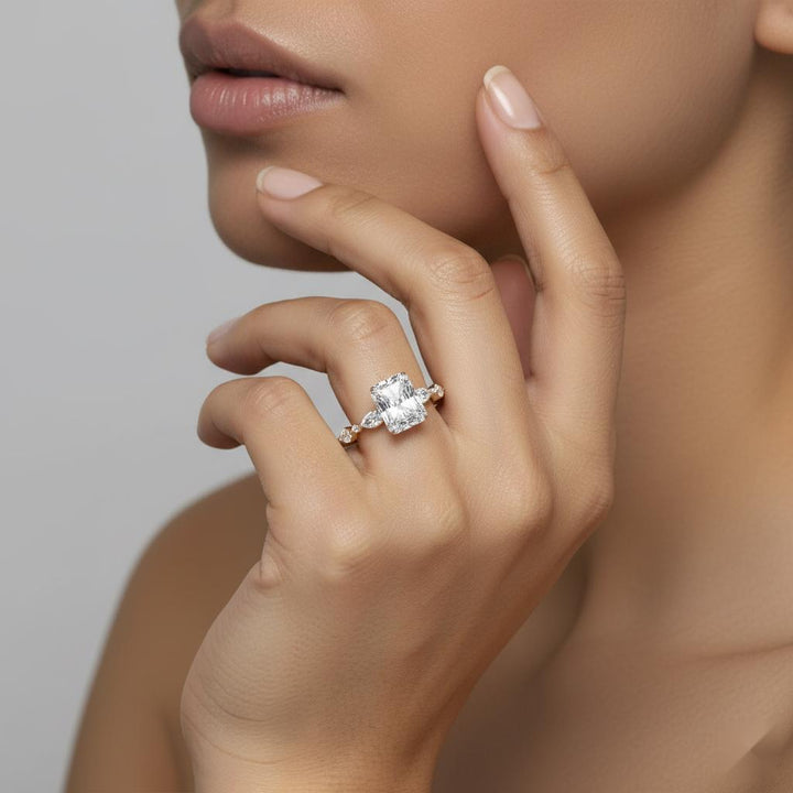 Radiant Solitaire With Accent Engagement Ring