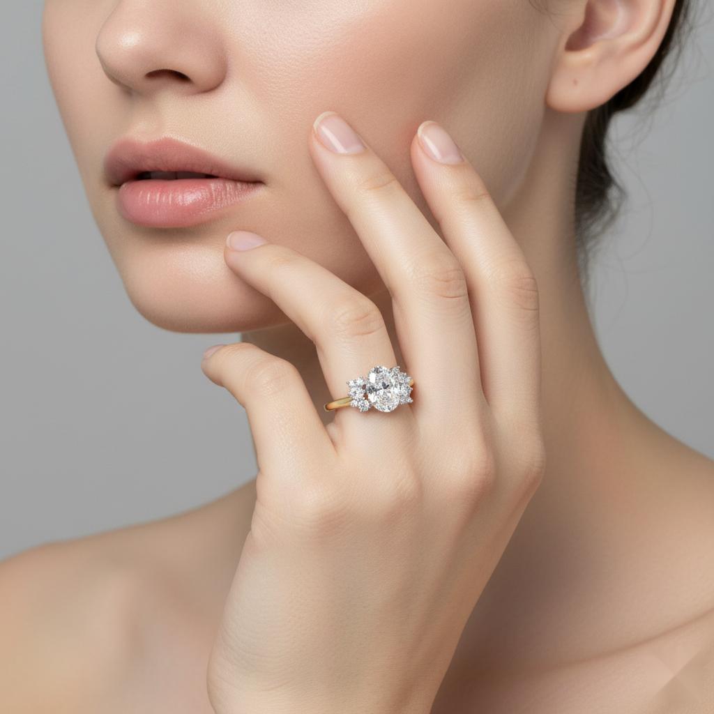 Oval With Unique Side Design Engagement Ring