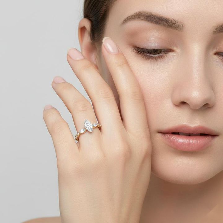 Marquise Solitaire With Accent Engagement Ring