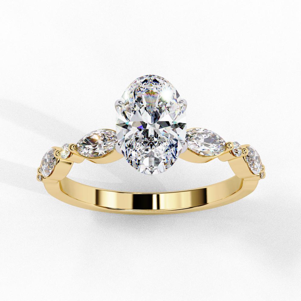 Oval Solitaire With Accent Engagement Ring