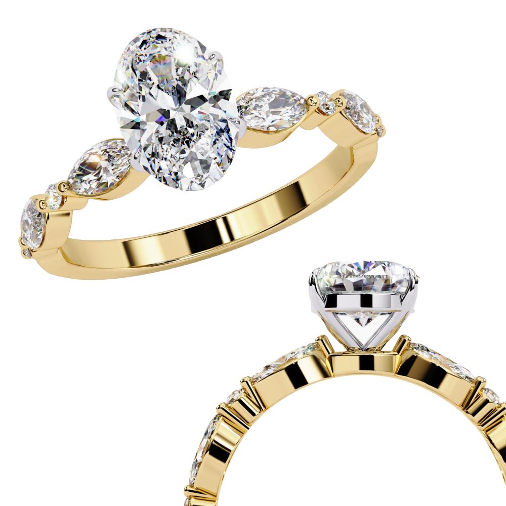 Oval Solitaire With Accent Engagement Ring