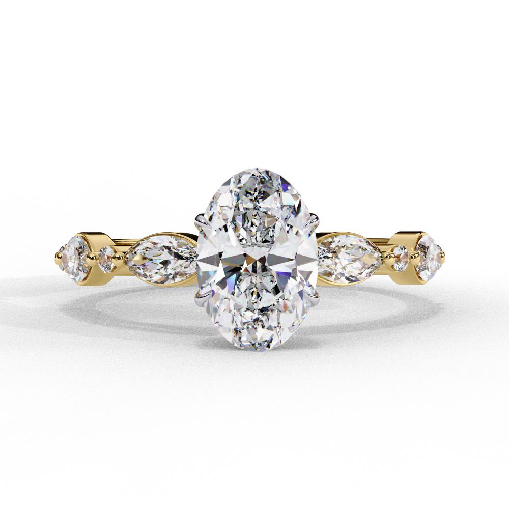 oval accented solitaire ring