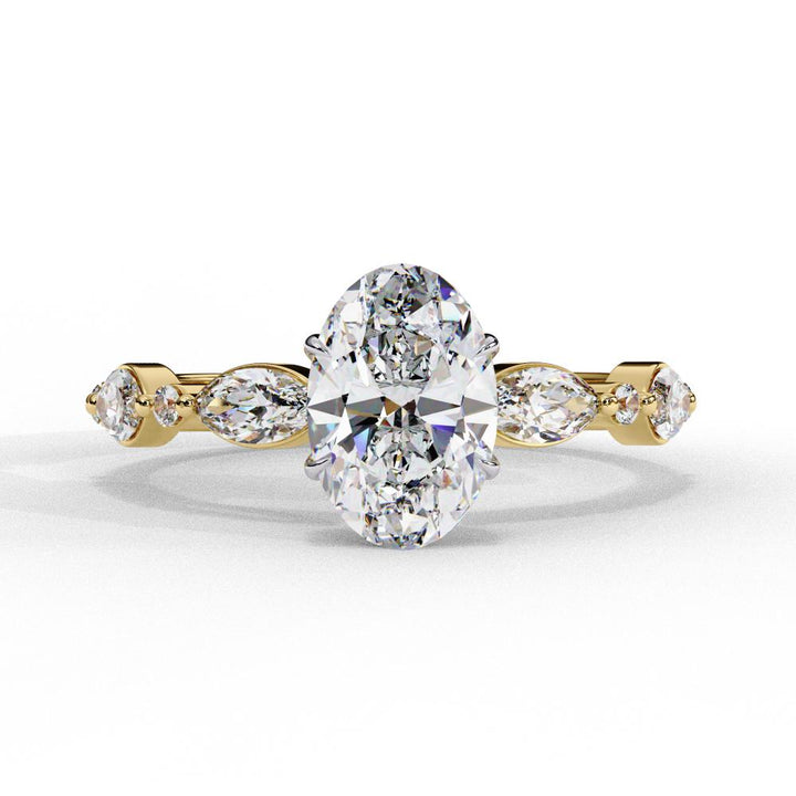 oval accented solitaire ring