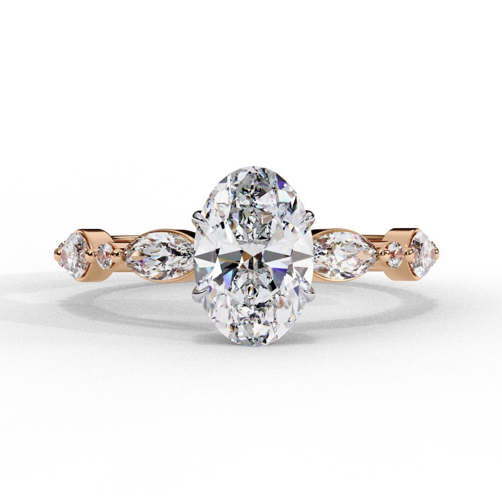 Oval Solitaire With Accent Engagement Ring