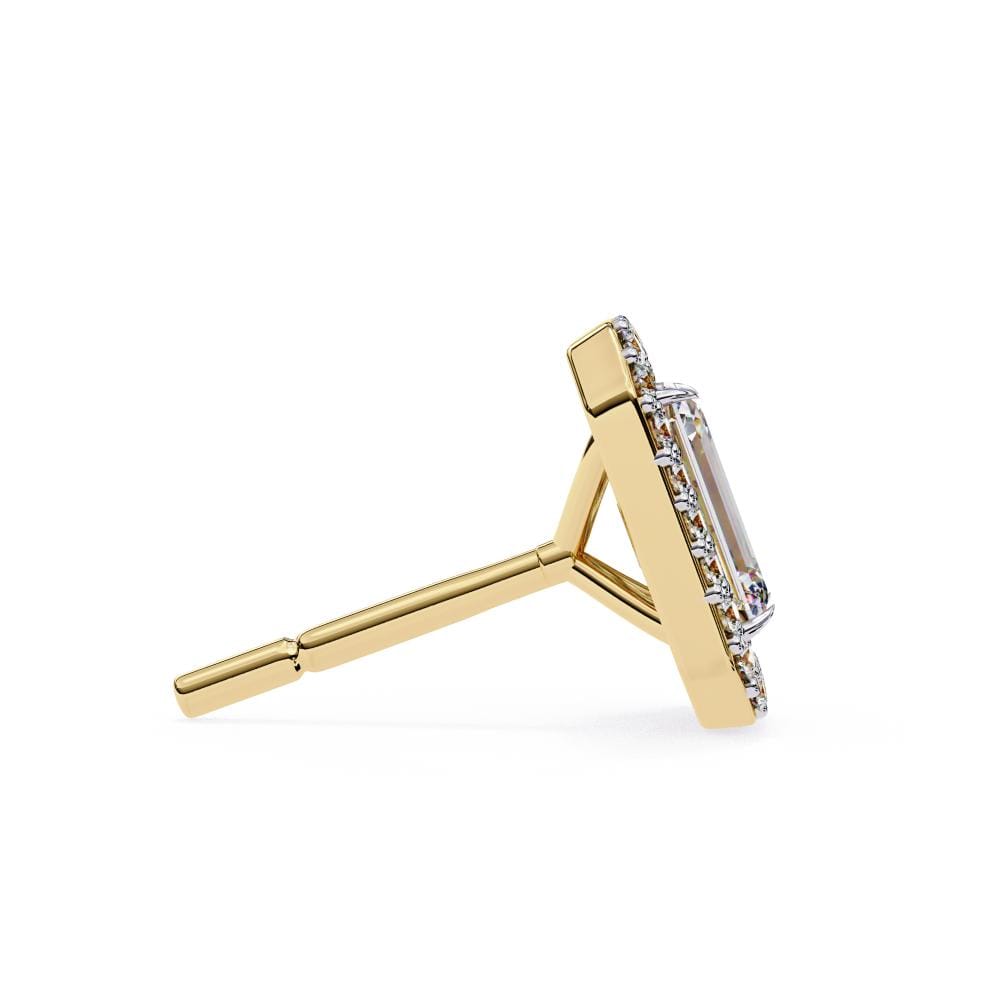 Emerald Halo Style Stud Earrings