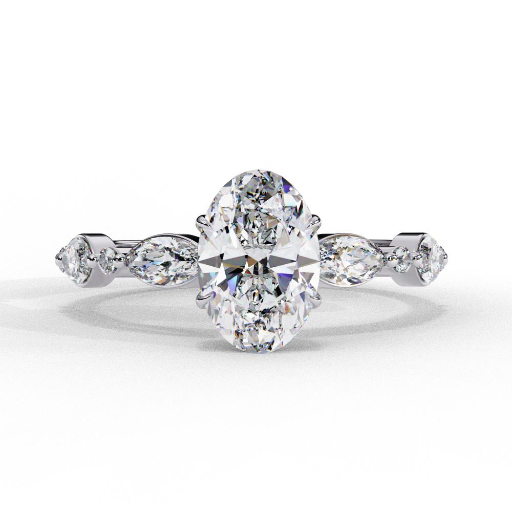 Oval Solitaire With Accent Engagement Ring