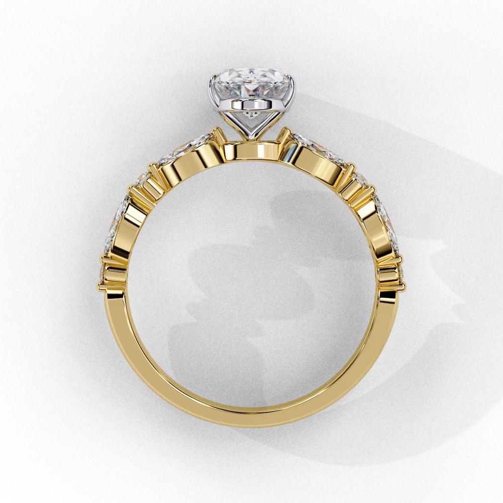 Oval Solitaire With Accent Engagement Ring