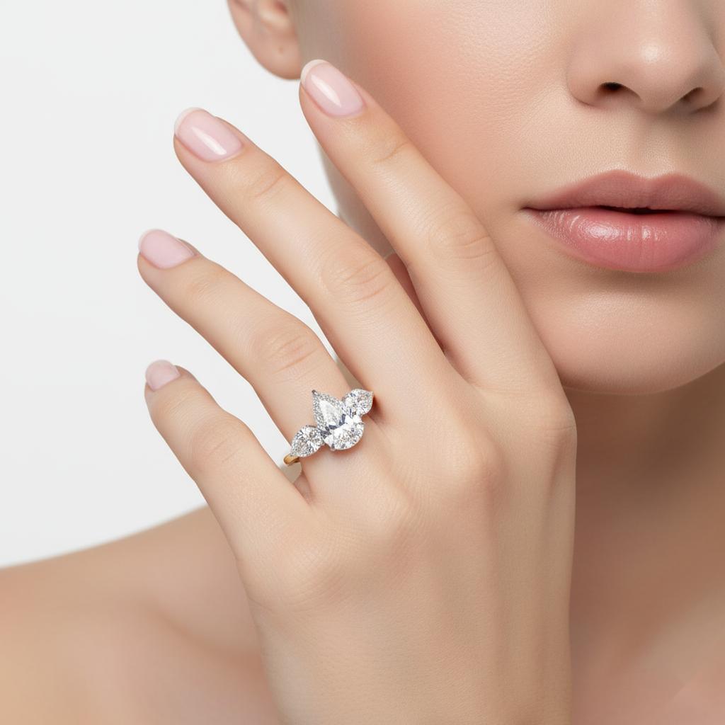 Pear Three Stone Engagement Ring