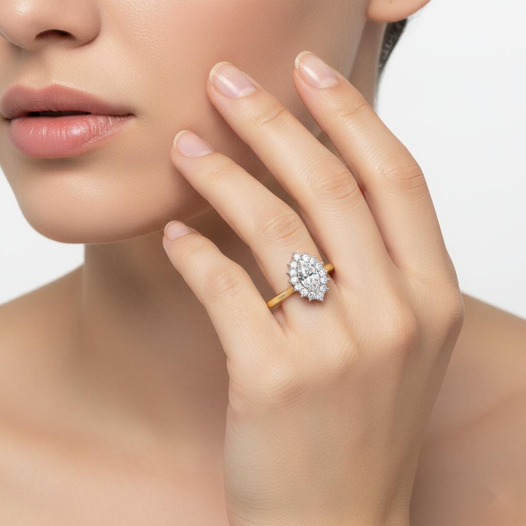 Marquise Vintage Halo Engagement Ring