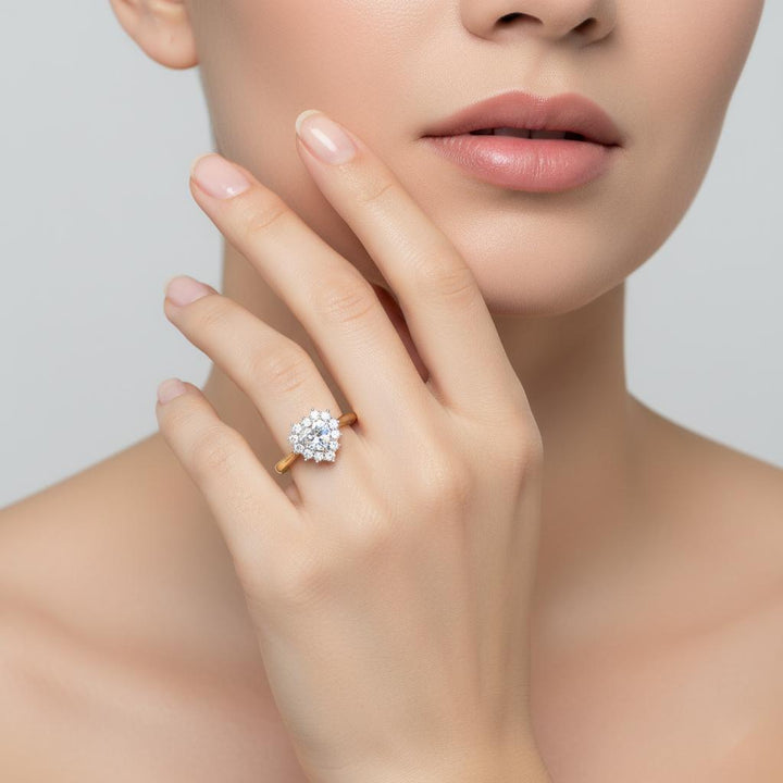 Heart Vintage Halo Engagement Ring