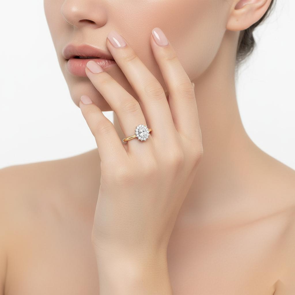 Oval Vintage Halo Engagement Ring