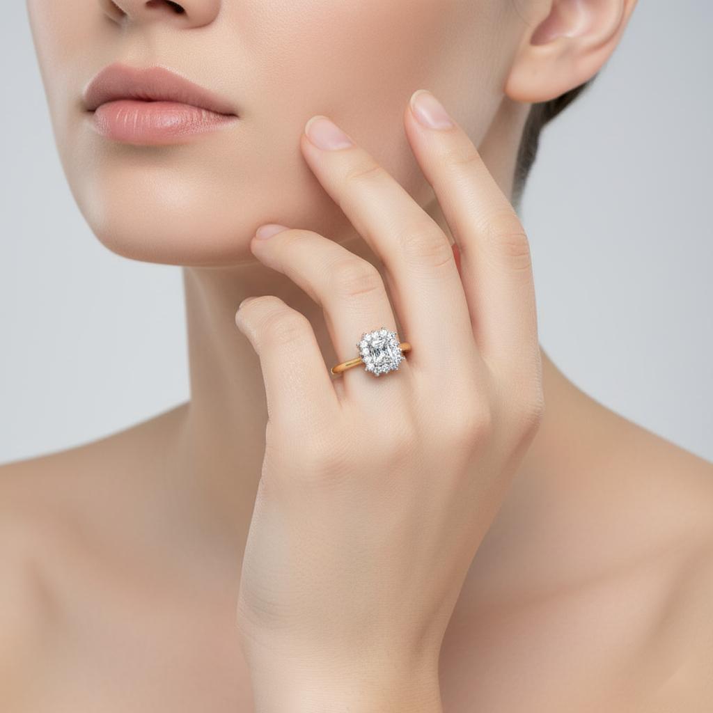 Radiant Vintage Halo Engagement Ring