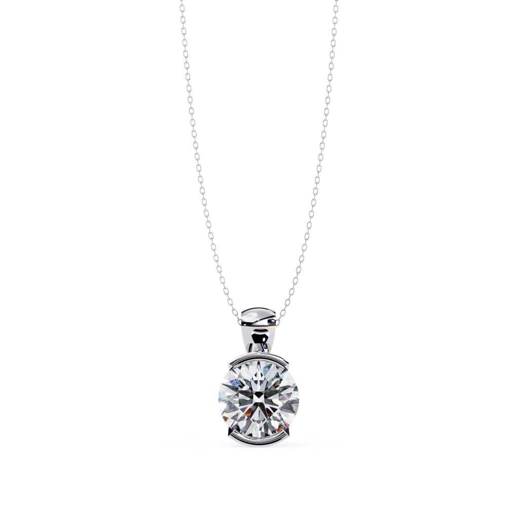 Round Bar Set Solitaire Pendant with Chain