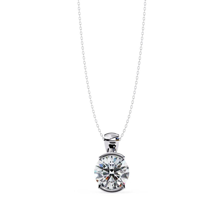 Round Bar Set Solitaire Pendant with Chain