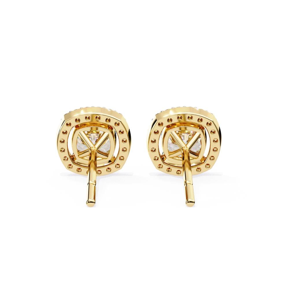 Cushion Halo Style Stud Earrings