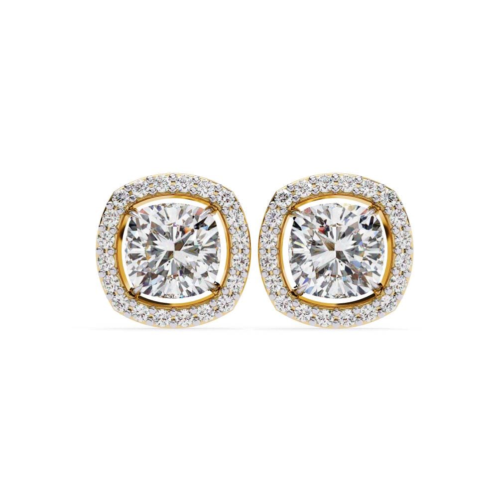 Cushion Halo Style Stud Earrings