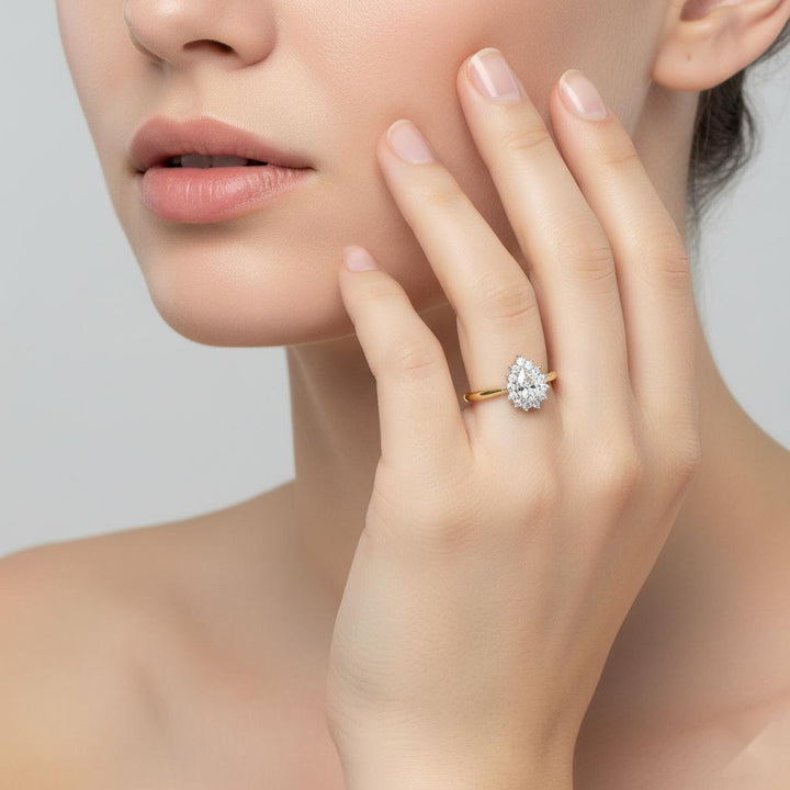 Pear Vintage Halo Engagement Ring
